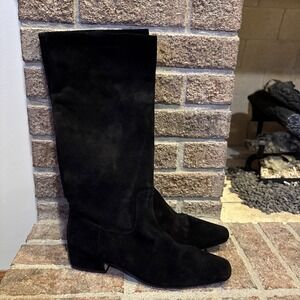 Steve Madden Dantelle Boots Black Suede Knee‑High Square Toe Size 7.5M